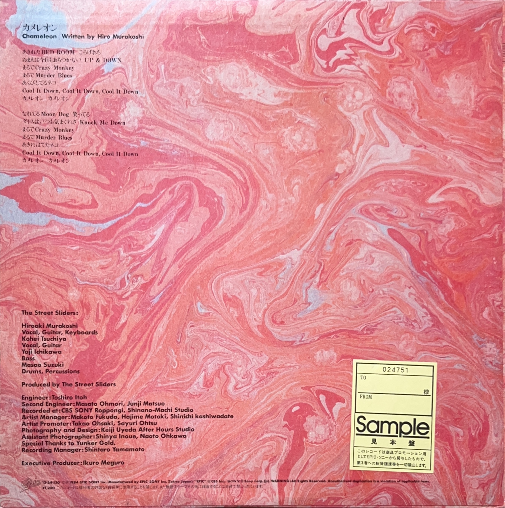 Chameleon / カメレオン [12inch vinyl] - THE STREET SLIDERS - bar 